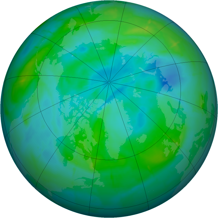 Arctic ozone map for 03 September 2009